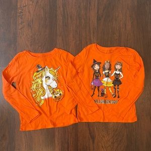 Set of 2 Girl’s Halloween Long Sleeve Shirts Sz 5/6